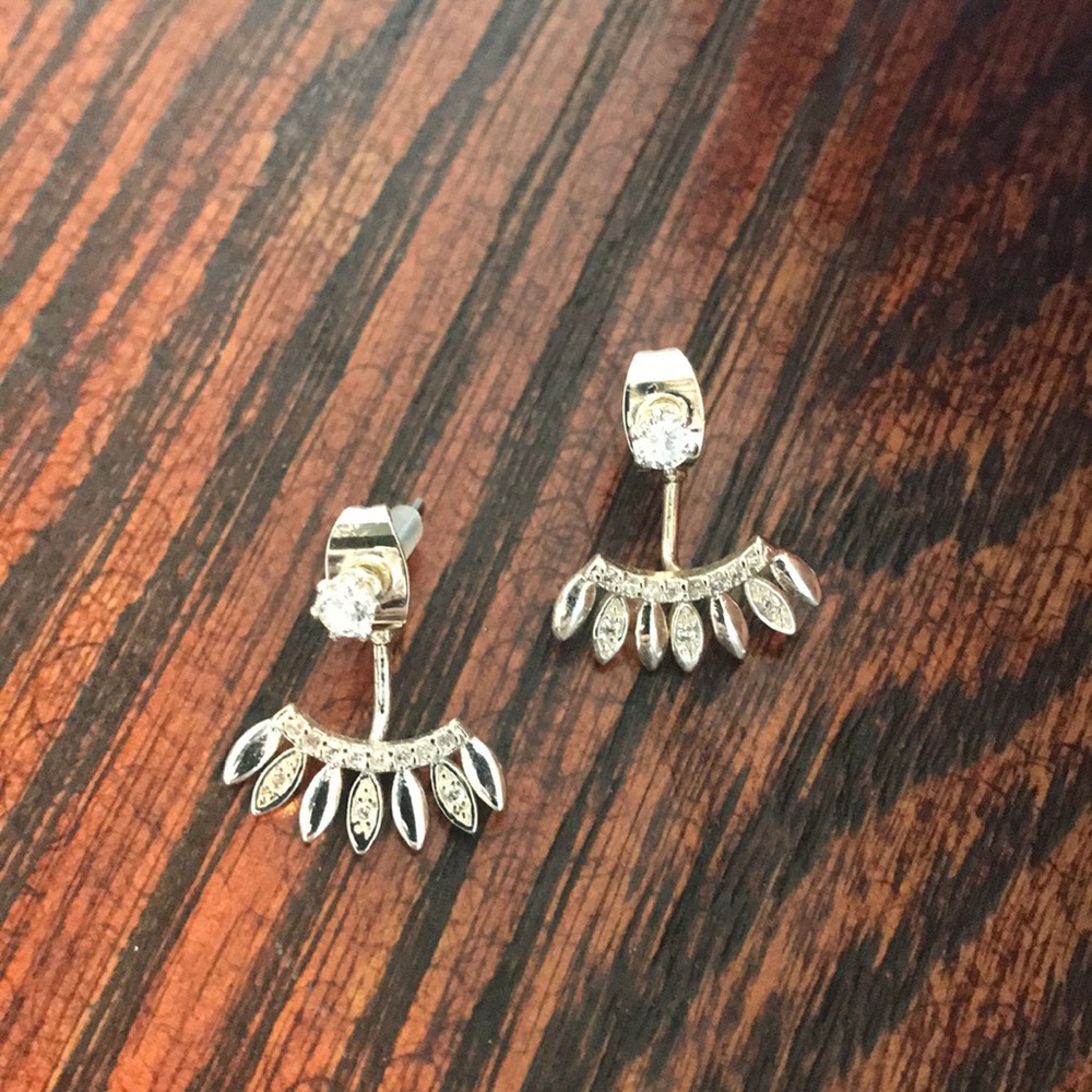HUGGIE SILVER TONE EARRINGS